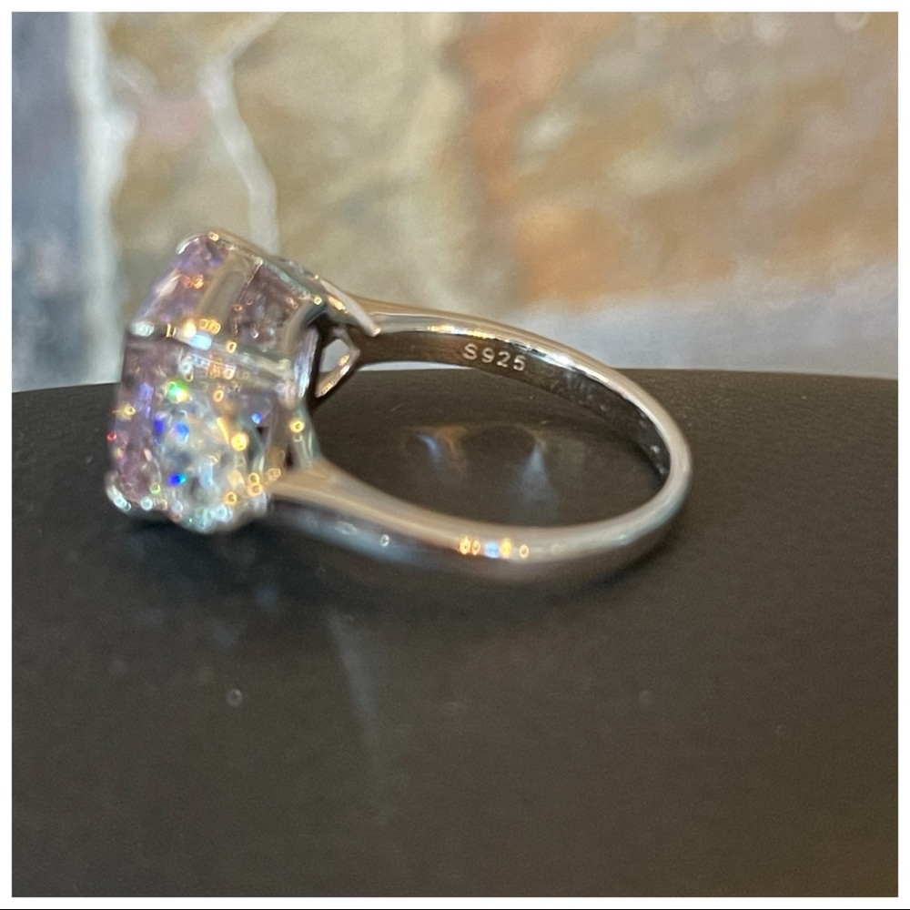 Asscher Cut Pink Diamond 925 Sterling Silver Ring The Jamielee - Picture 6 of 7